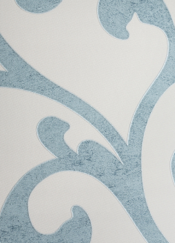 Die Brautkleibox Steel Passion hat ein wunderschönes Design mit großen stahlblauen Ornamenten.